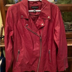 Love & Legend Red Faux Leather Moto Jacket